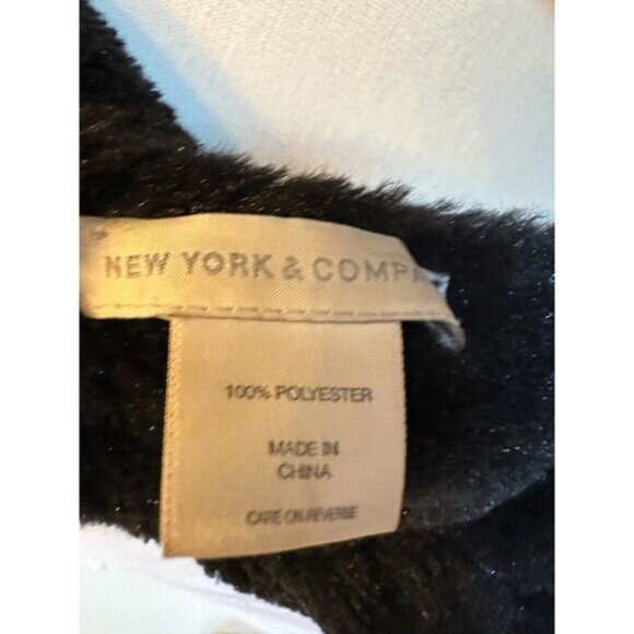 New York and Company Black Slinky Fuzzy Scarf - Picture 3 of 3